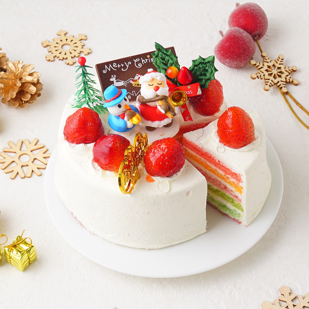 【お菓子工房アントレ】クリスマスレインボーケーキ 6号