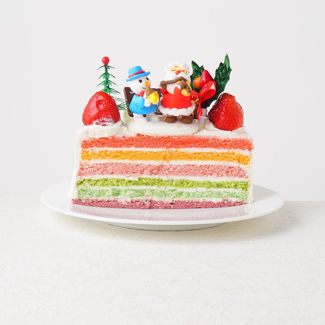 【お菓子工房アントレ】クリスマスレインボーケーキ 5号 6