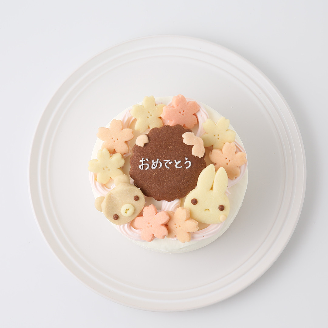 天然色素・国産小麦粉と安心食材☆季節のうさくまケーキ☆桜☆4号 12cm #お花のケーキ　#フラワーケーキ 3