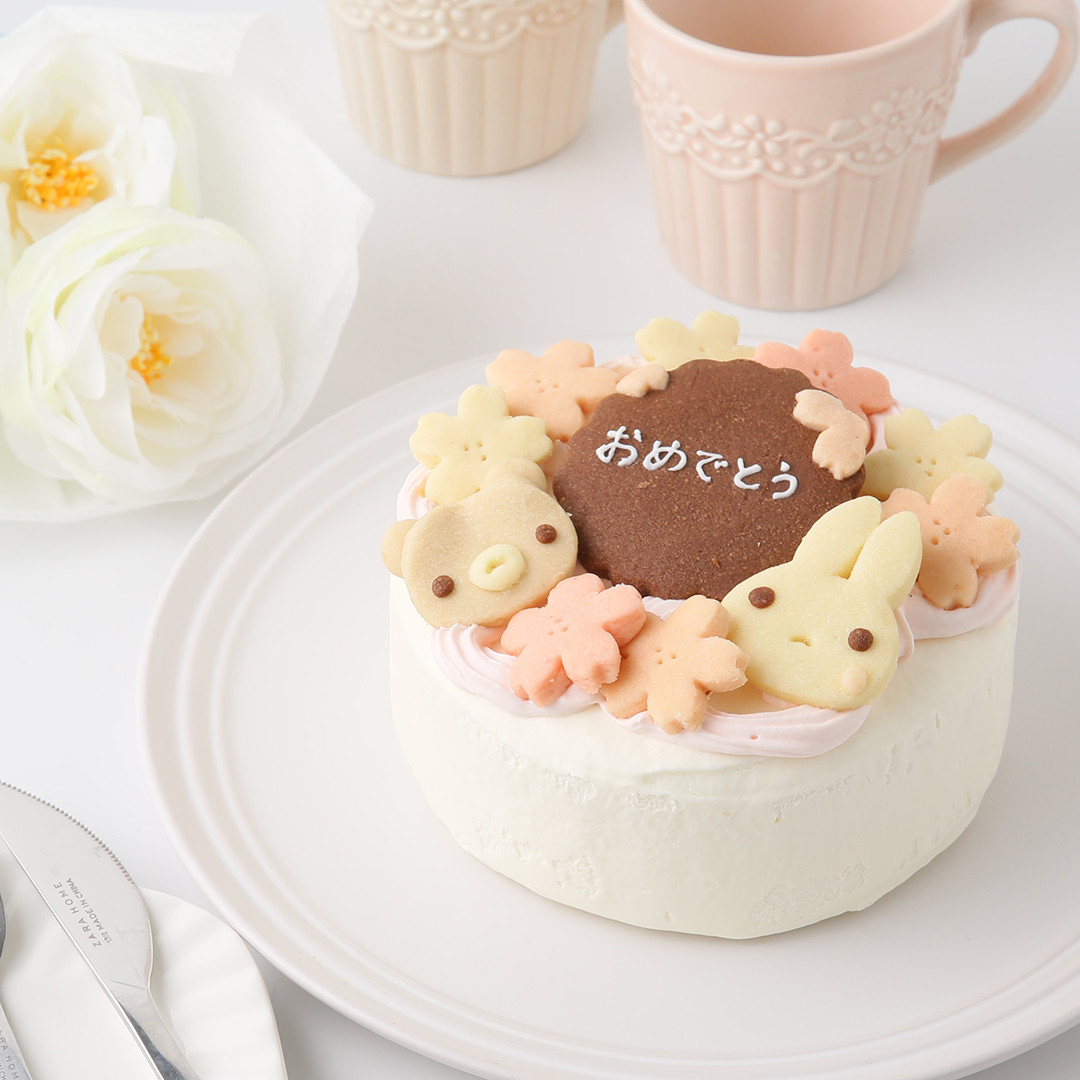 天然色素・国産小麦粉と安心食材☆季節のうさくまケーキ☆桜☆4号 12cm #お花のケーキ　#フラワーケーキ 1