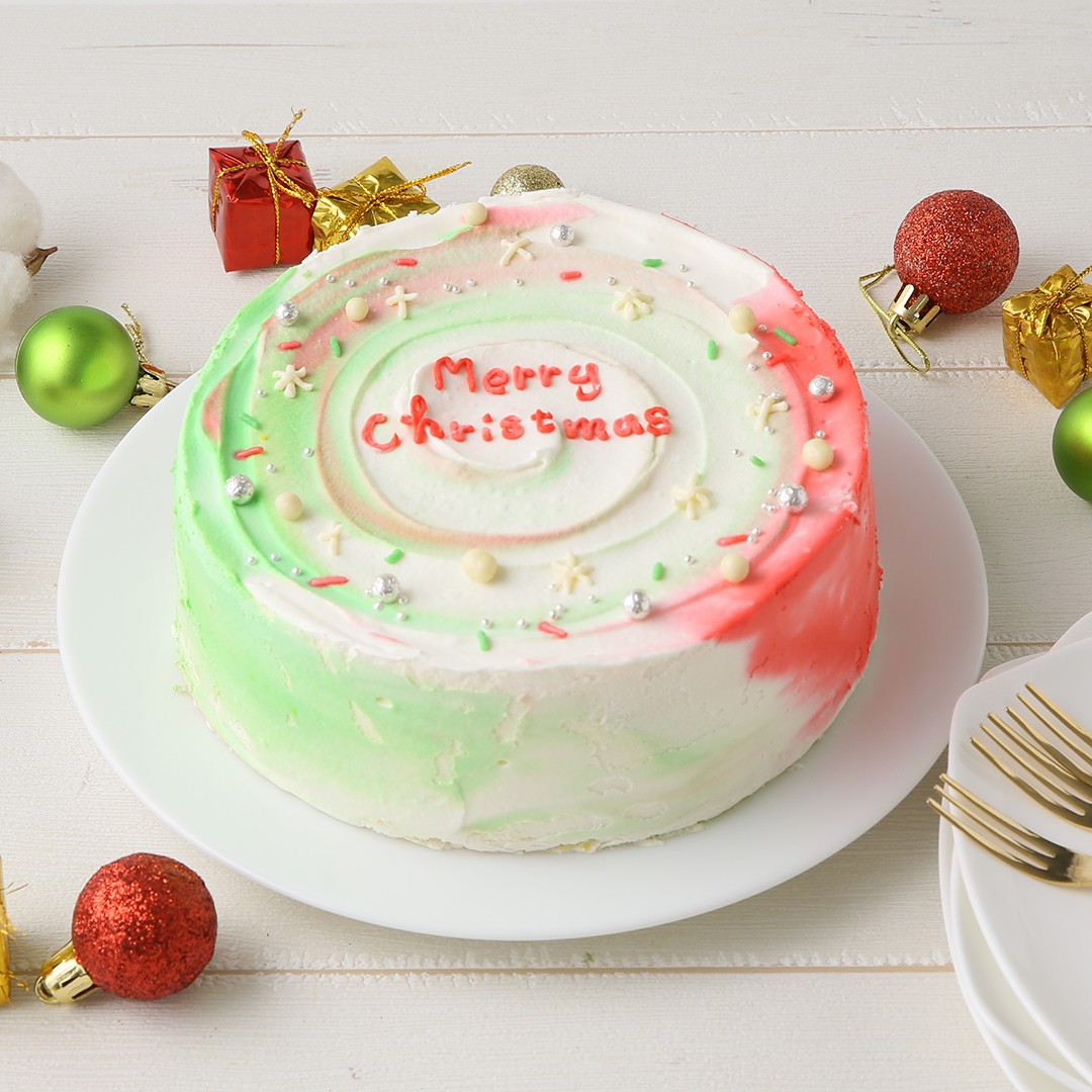 韓国風クリスマスマーブル生クリームデコレーション 6号 クリスマス22 Irene アイリーン Cake Jp