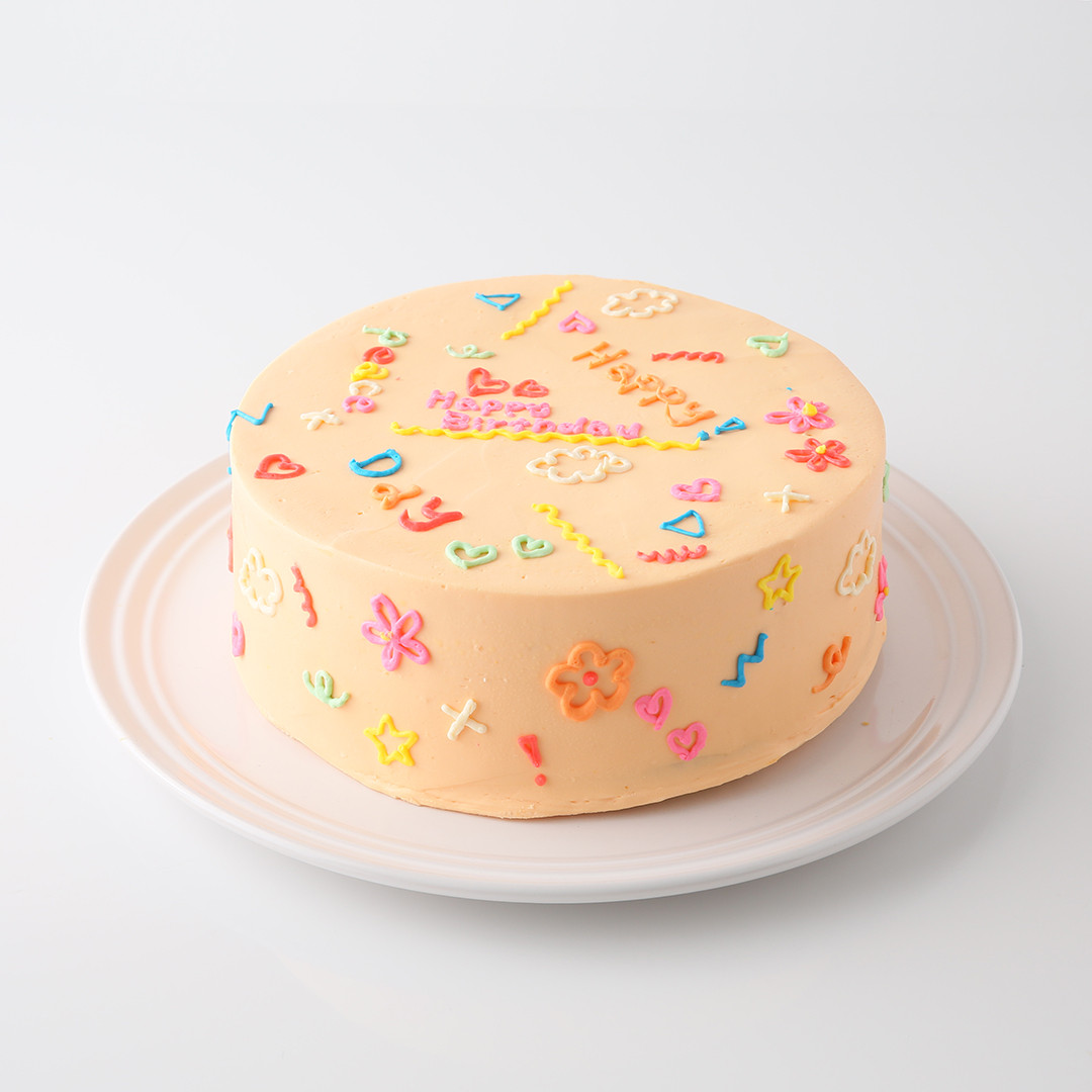 色が選べる韓国風落書きケーキ 4号《センイルケーキ》 2
