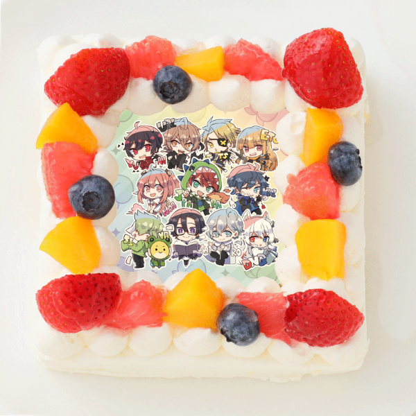 カラフルピーチ 四角型写真ケーキ 4号 12cm Cake Jp Original Cake Jp