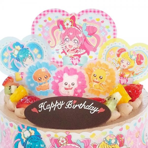 アレルギー対応 卵不使用 キャラデコパーティーケーキ デリシャスパーティ プリキュア 生チョコクリームショートケーキ 5号 15cm 4～6名様用  cd-prec-22-choco-noegg（CAKE EXPRESS） | Cake.jp