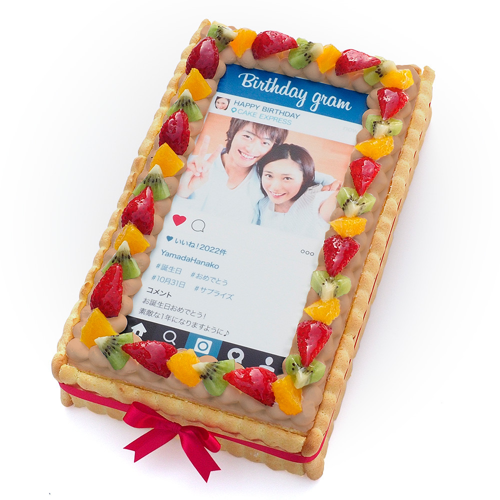 CX^ʐ^P[L M rXLCttbVt[c悹`RN[V[gP[L 28×17cm choco-birthday-mid