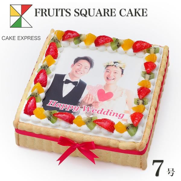 スクエア型写真ケーキ フレッシュフルーツ乗せ 7号 21 21cm Square 7 Bp Cake Express Cake Jp