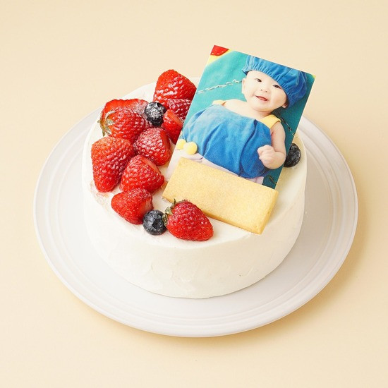 写真ケーキ 生デコ 苺たっぷりデコレーション 4号 12cm
