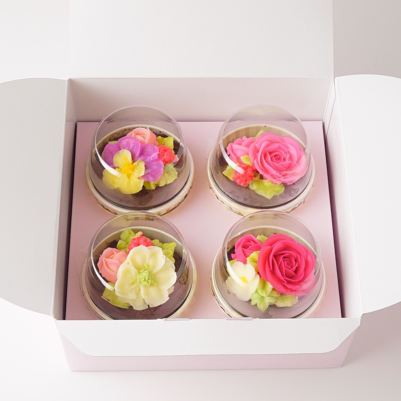 【Cake.jp限定】食べられるお花のバレンタインカップケーキ4個セット バレンタイン2023 7