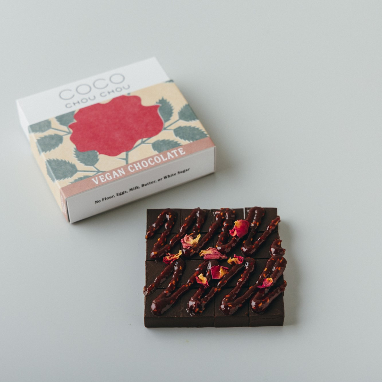 ヴィーガン生チョコレート(ラズベリー&ローズ)ヴィーガン グルテンフリー 白砂糖不使用