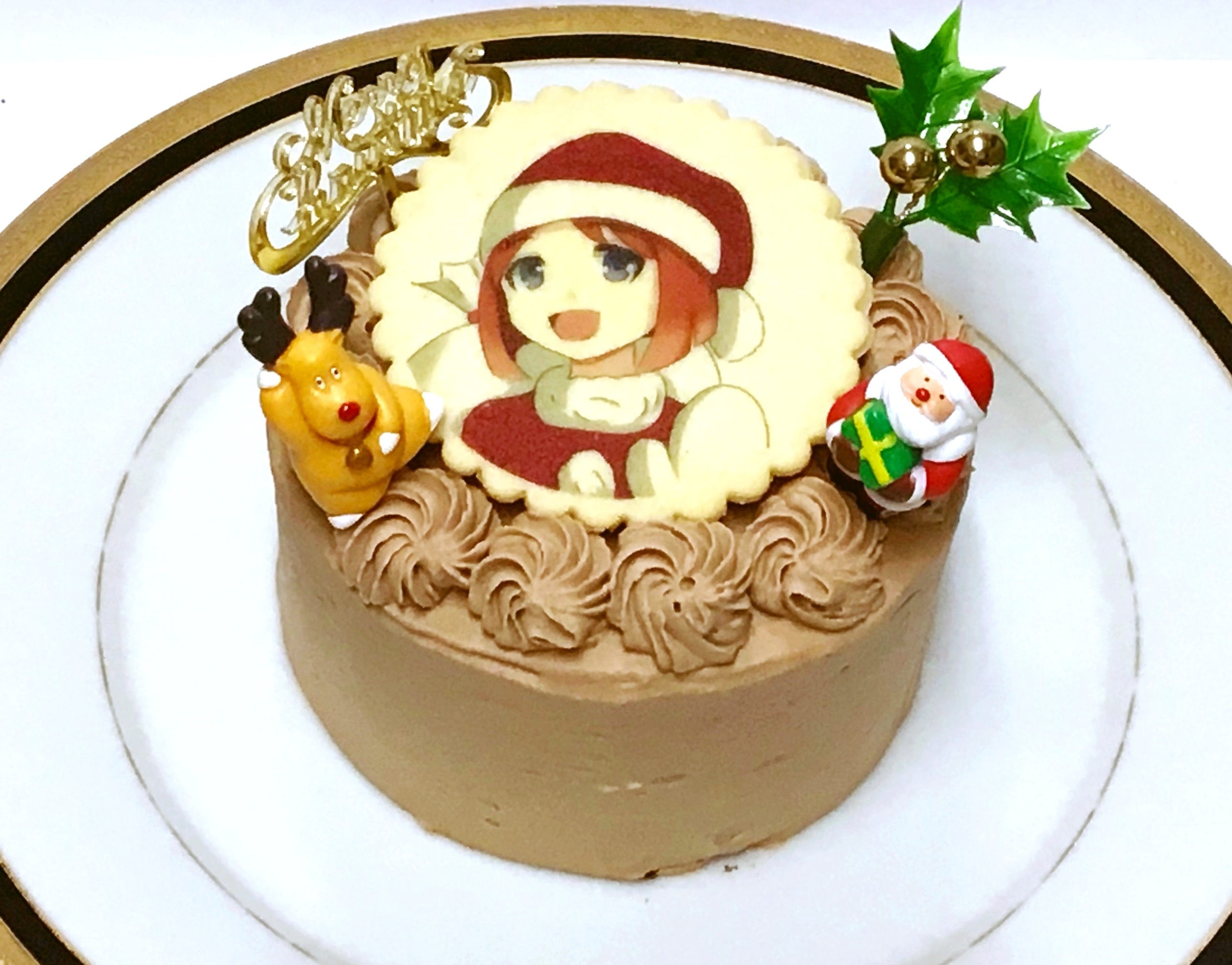 クリスマス2021　イラストクッキークリスマスチョコケーキ　4号 1