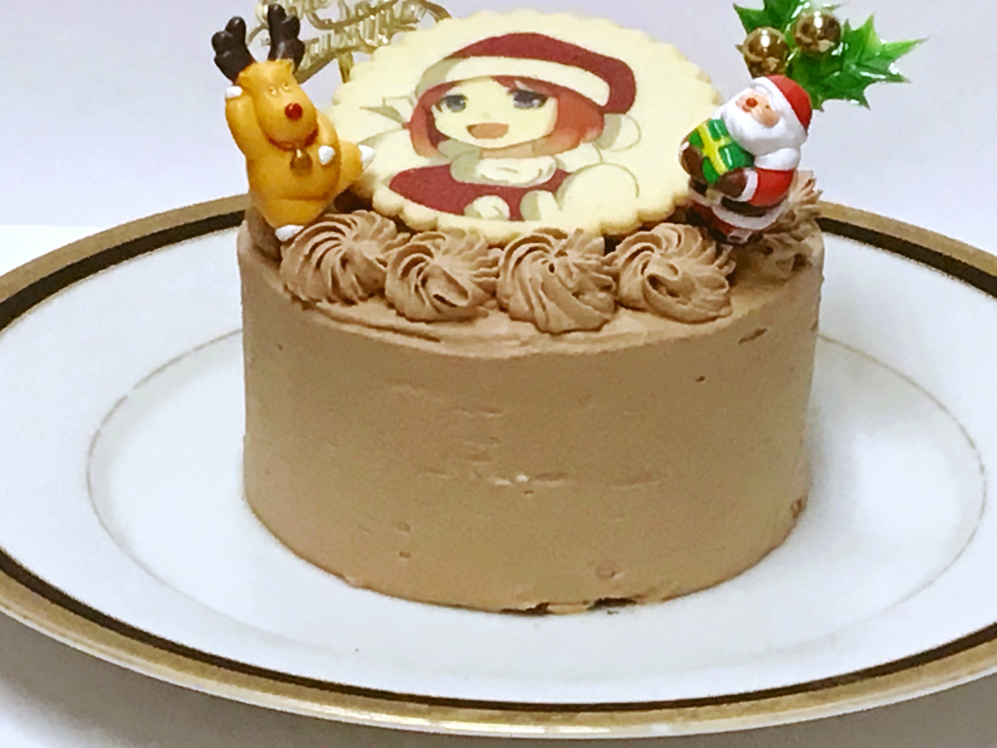 クリスマス2021　イラストクッキークリスマスチョコケーキ　4号 3