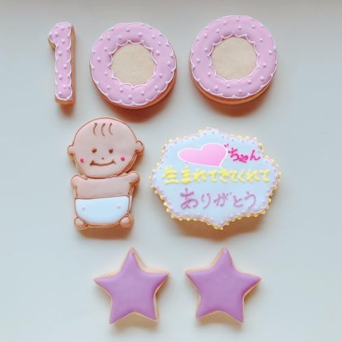 選べる2色！100日祝いのアイシングクッキーセット 3
