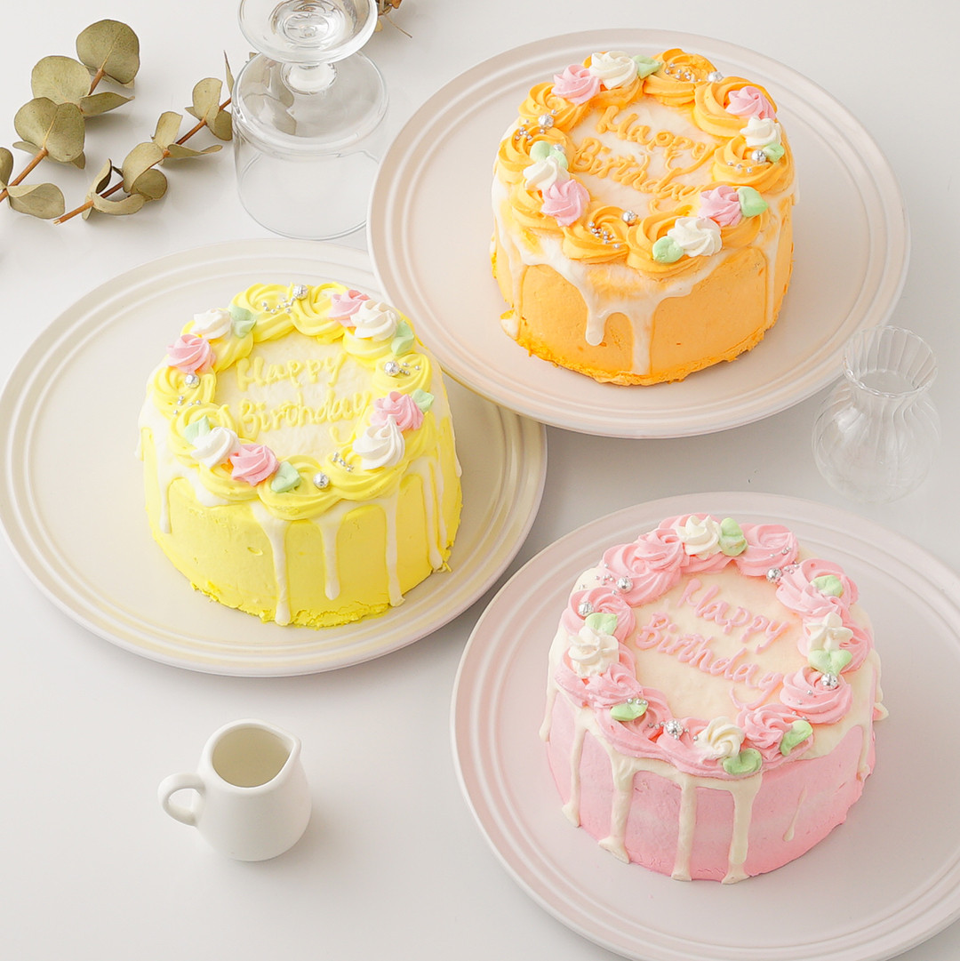 【選べる7色】北海道産の乳製品使用！ お花×ドリップのセンイルケーキ（韓国ケーキ）5号