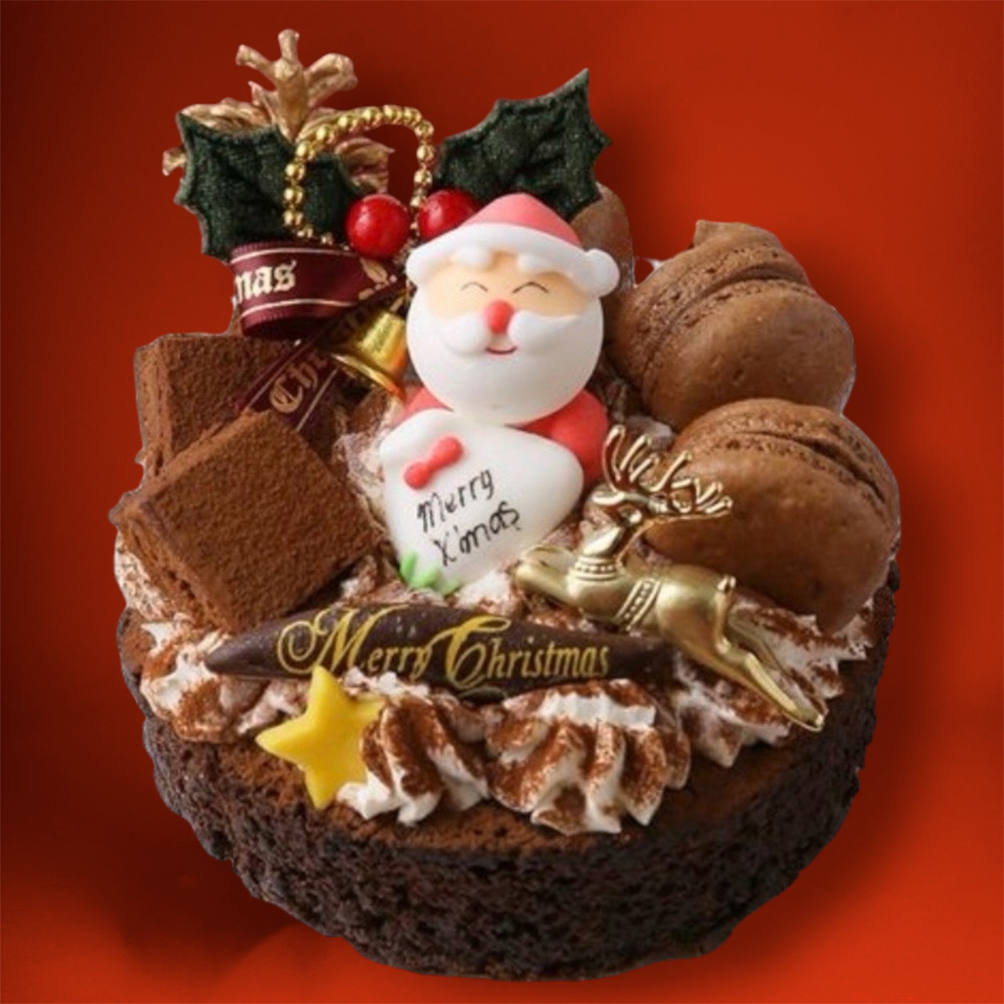 ガトーショコラクリスマス 4号 生チョコもマカロンもトッピング！チョコ尽くしな クリスマス2026