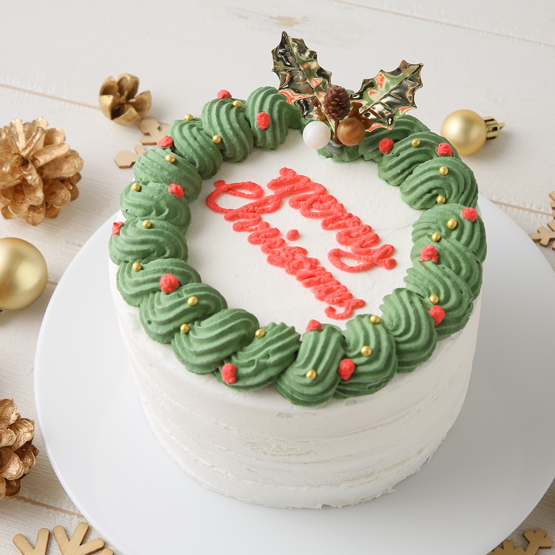 【cake.jp限定】【2021クリスマスケーキ】【センイルケーキ】リースがかわいいセンイルケーキ　4号　クリスマス2021 6