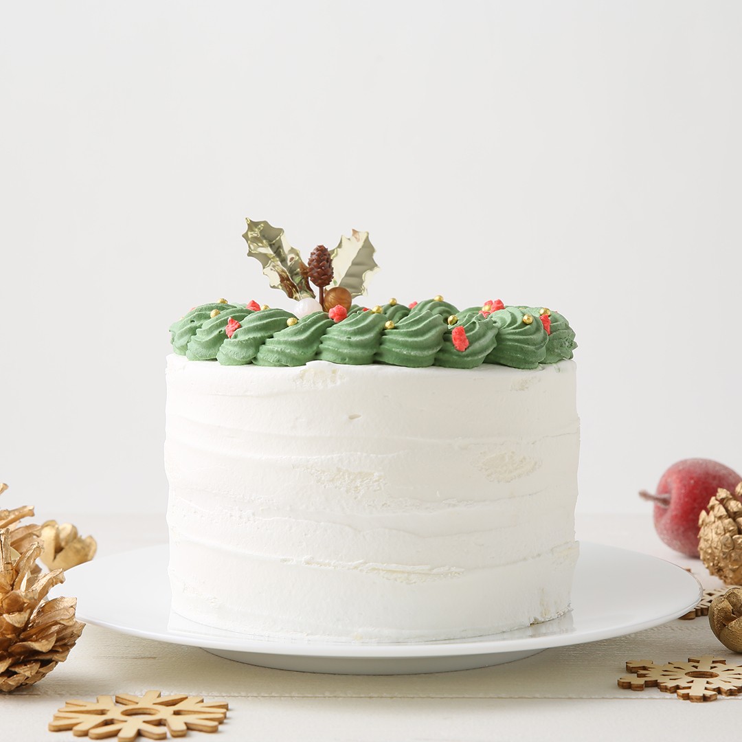 【cake.jp限定】【2021クリスマスケーキ】【センイルケーキ】リースがかわいいセンイルケーキ　4号　クリスマス2021 3