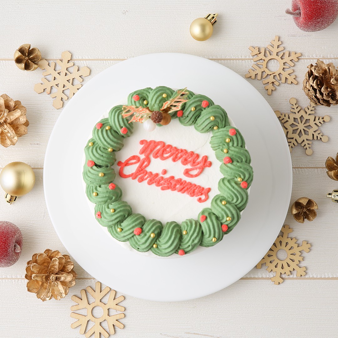 【cake.jp限定】【2021クリスマスケーキ】【センイルケーキ】リースがかわいいセンイルケーキ　4号　クリスマス2021 2