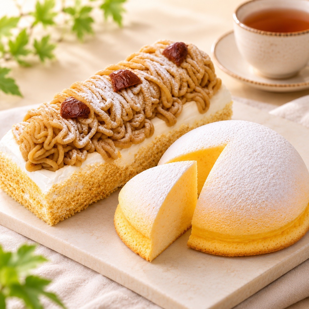 ふんわりチーズケーキ(6号 18cm) & モンブラン(17cm) セット
