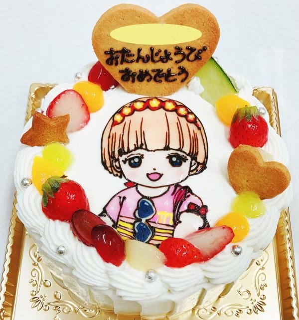 キャラクターケーキ 生クリームとフルーツ 7号 モカボーネン Cake Jp