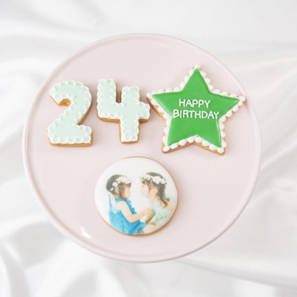 プリントクッキーセット　数字＆プレート付き（選べる8色♪）イラスト　写真　キャラクター　ケーキにのせるだけでオリジナルケーキの完成♪ 5