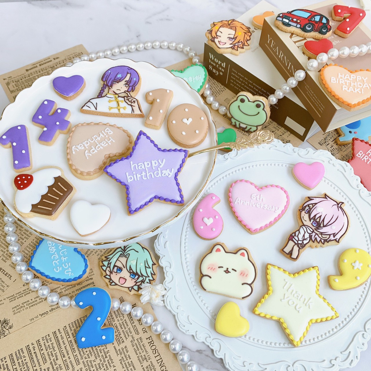 頂いた画像から製作♡お好きなデザインの手書きクッキー＋数字＋プレート♪（選べる8色！）イラスト 写真 キャラクター ケーキに乗せるだけでオリジナルケーキの完成♪