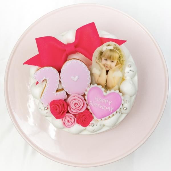選べる8色♪セミオーダー　写真ケーキ（プリントケーキ）リボン付　4号　12cm 2