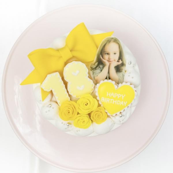 選べる8色♪セミオーダー　写真ケーキ（プリントケーキ）リボン付　4号　12cm 5