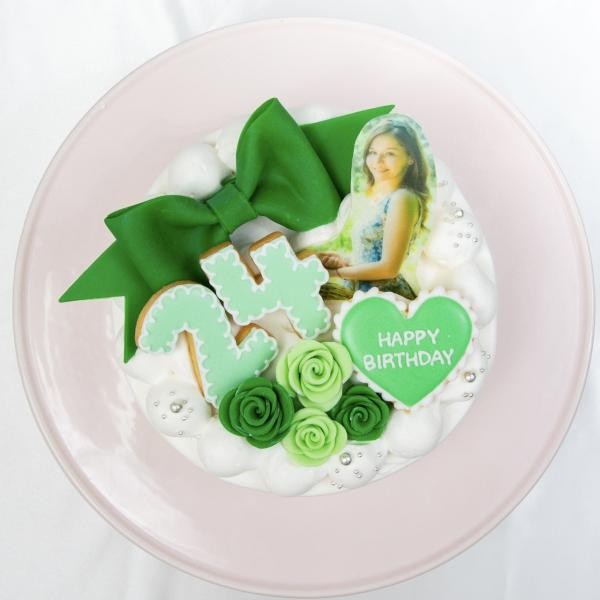 選べる8色♪セミオーダー　写真ケーキ（プリントケーキ）リボン付　4号　12cm 8