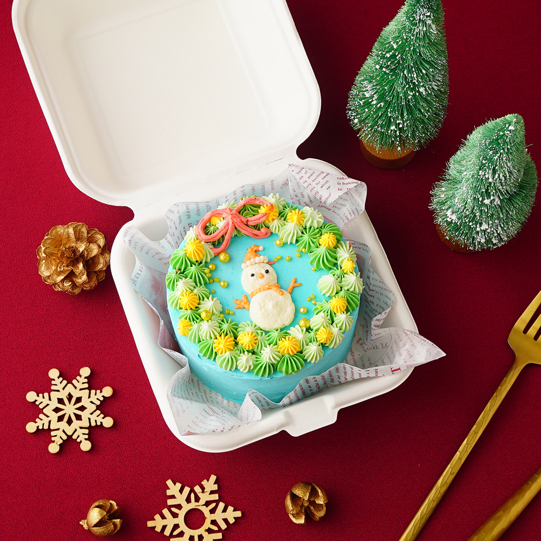 クリスマスランチボックスケーキ リース 10cm 1 【デザインが選べる/センイルケーキ】