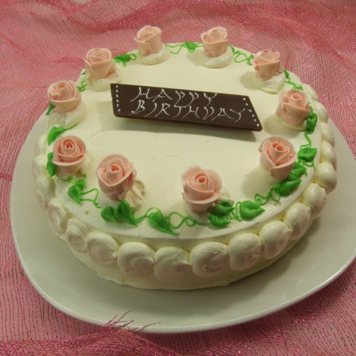 昔懐かしい バターデコレーショケーキ いっぱいのバラ (直径19cm 高さ5cm) 6号