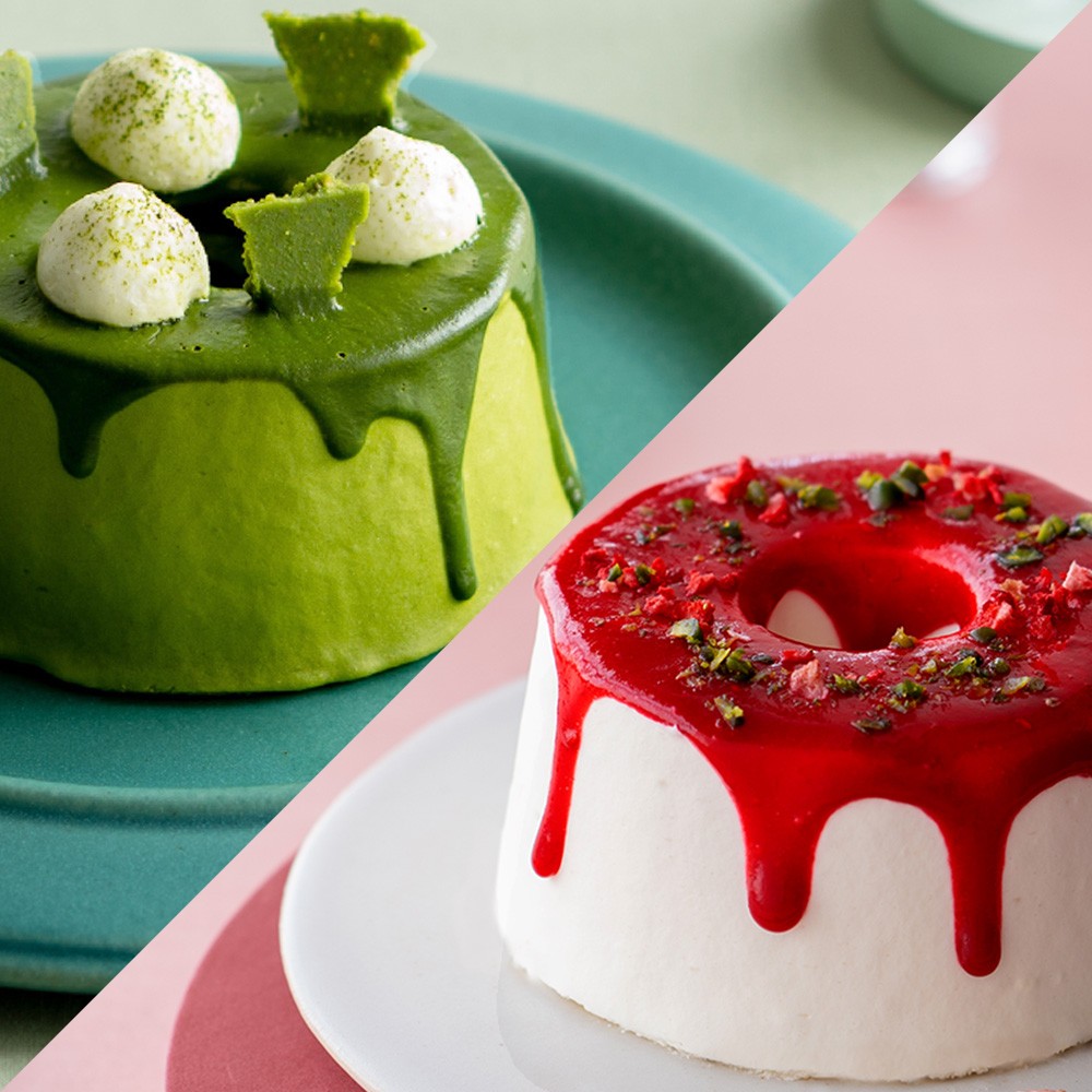 KINEEL】シフォンケーキ 2個入(ベリーミックス・抹茶)