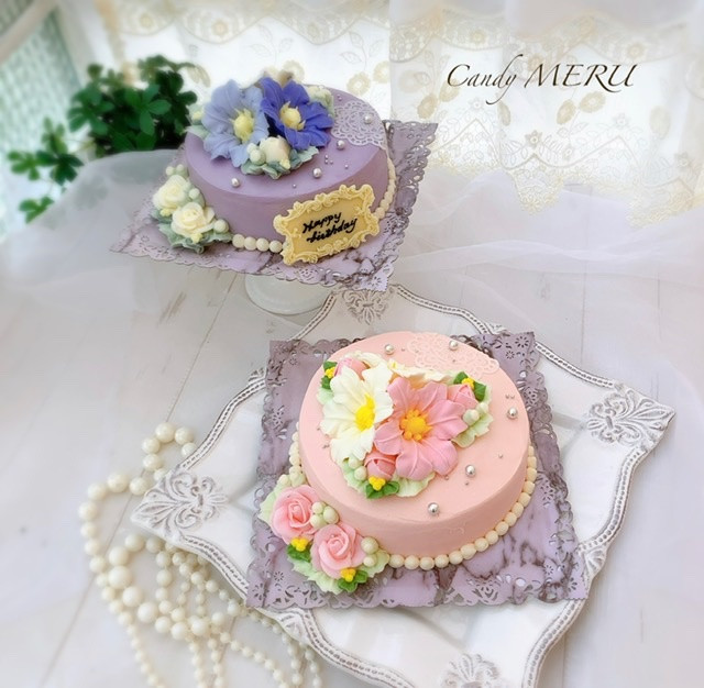 2色から選べる 美しいチーズケーキ【ユリとシュガーレースのケーキ 5号サイズ】 2