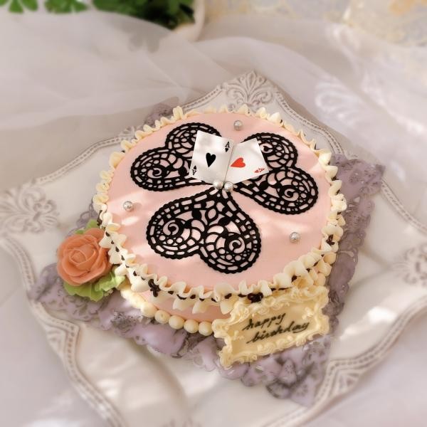 可愛いチーズケーキ ブラックハートとフリルのケーキ 5号サイズ Candy Meru Cake Jp