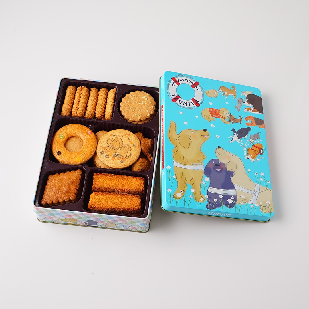 泉屋 盲導犬アート缶 ブルー 泉屋東京店 Cake Jp