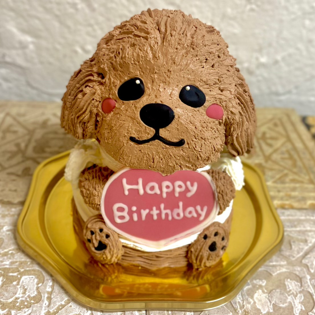 トイプードルの立体ケーキ 犬 ガナッシュクリーム 誕生日 センイルケーキ 動物ケーキ ドンムルケーキ  
