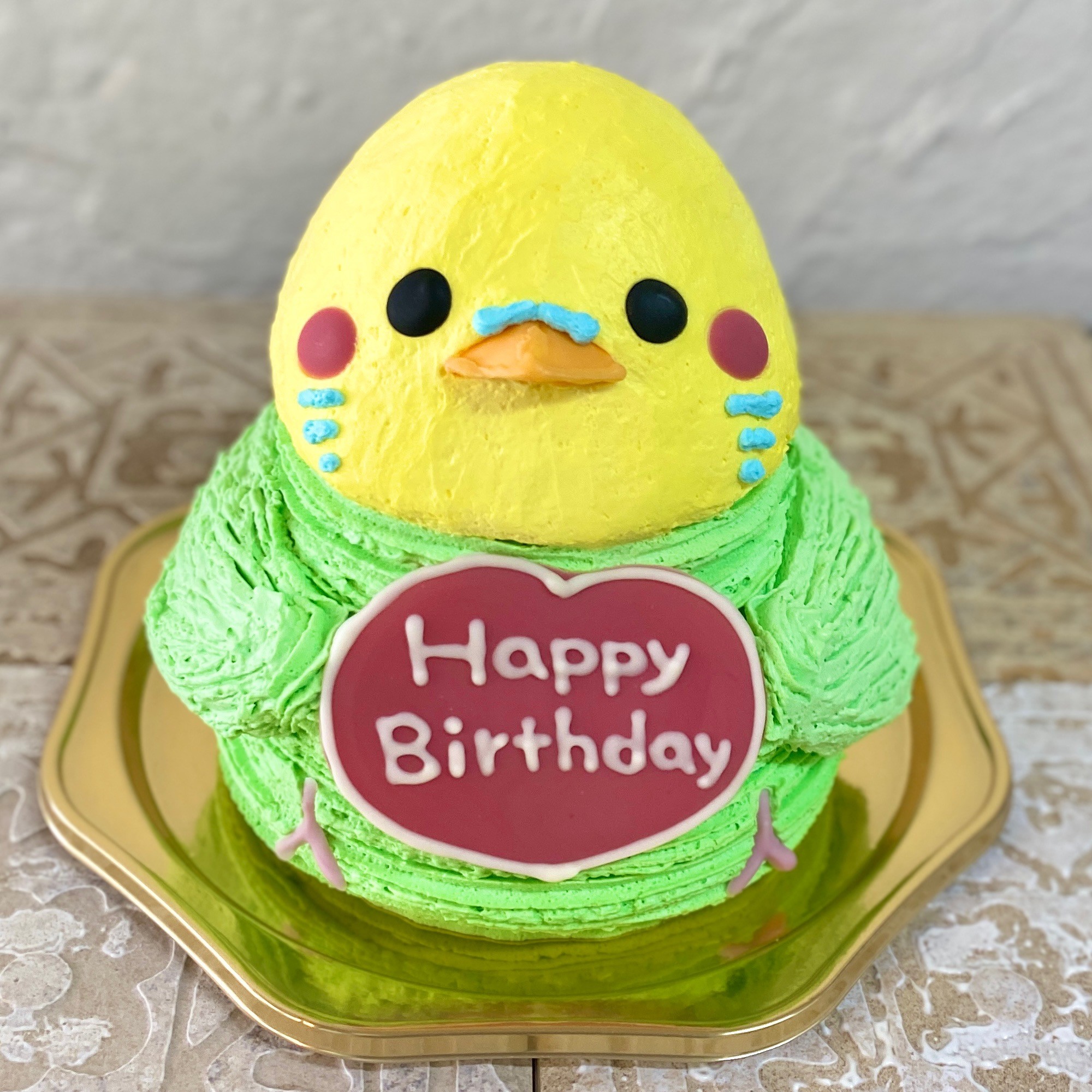 セキセイインコ（グリーン）の立体ケーキ 5号 お誕生日やお祝いに 動物ケーキ