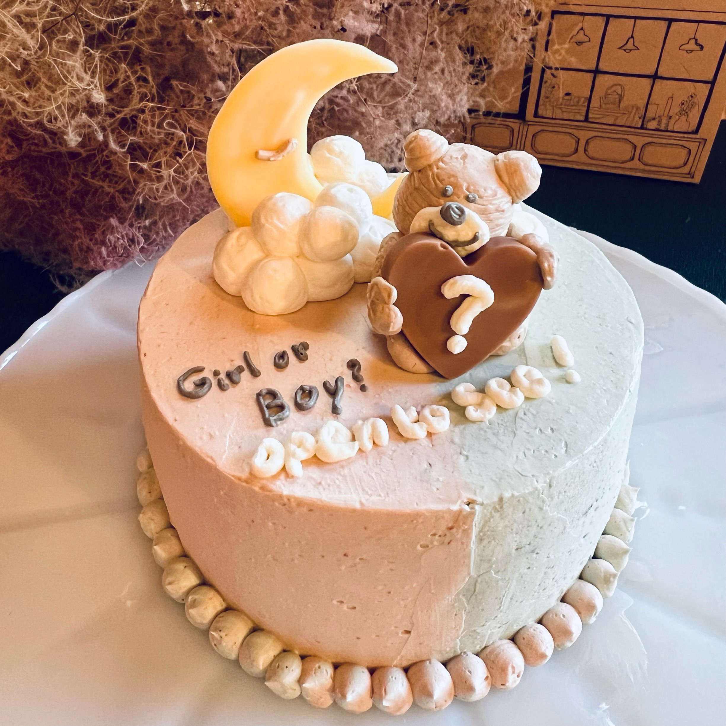 little bear gender reveal cake / 4号サイズ/ジェンダーリビールケーキ/バースデーケーキ