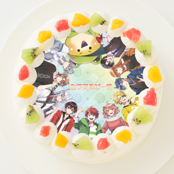 【カラフルピーチ】丸型写真ケーキ 5号 15cm