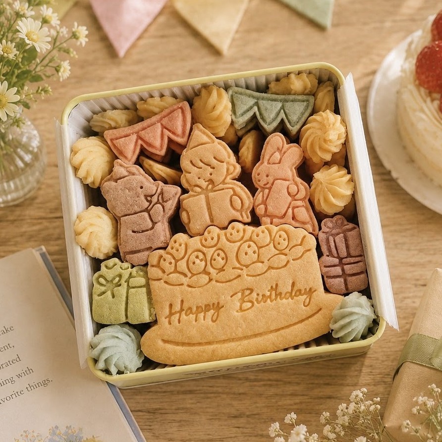 【誕生日・お祝い・ギフトに】きみが産まれた日の贈り物｜クッキー缶｜きみと季節のとなりに「HappyBirthday」