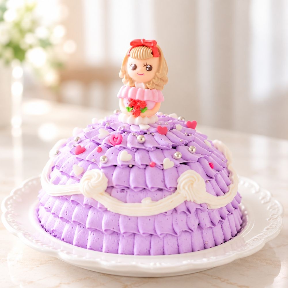 世界に一つだけ 自分で飾り付けのできる プリンセスケーキ 5号 プリティーガール/パープル 誕生日ケーキ バースデーケーキ ひな祭り