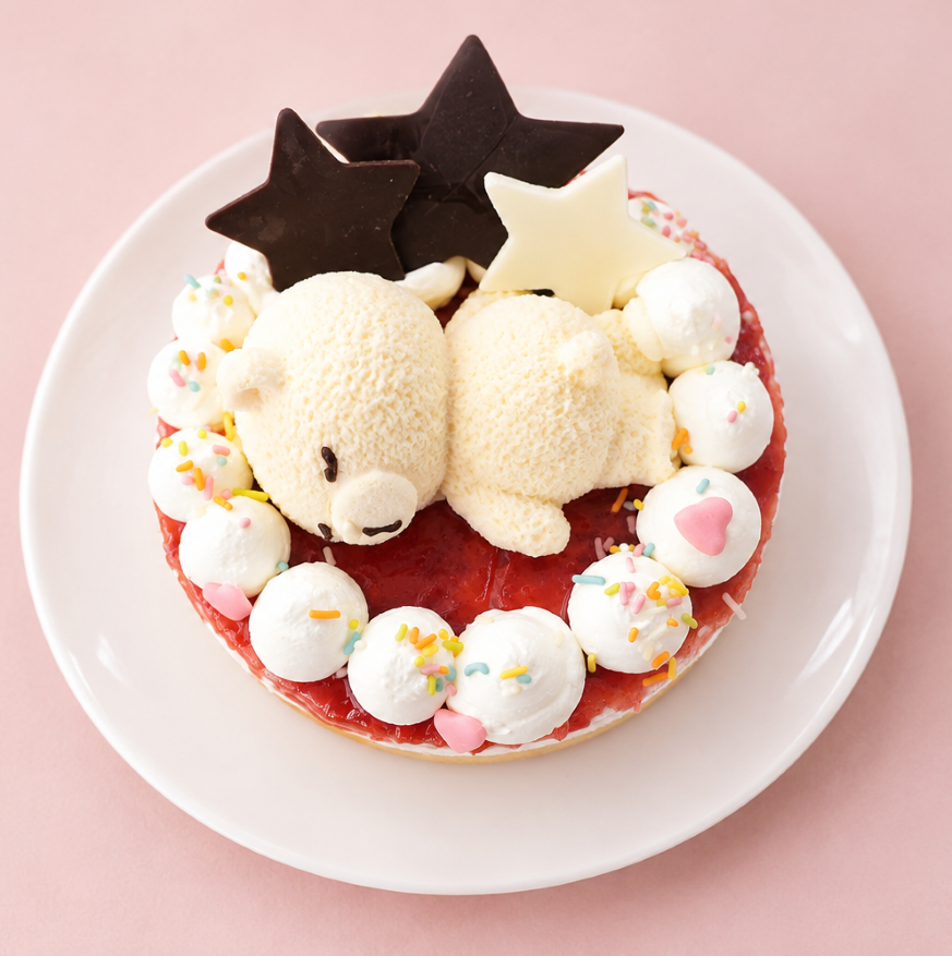 おやすみクマのアイス風レアチーズケーキ 4号 ミックスベリー × 星空デザイン｜誕生日・ギフトに