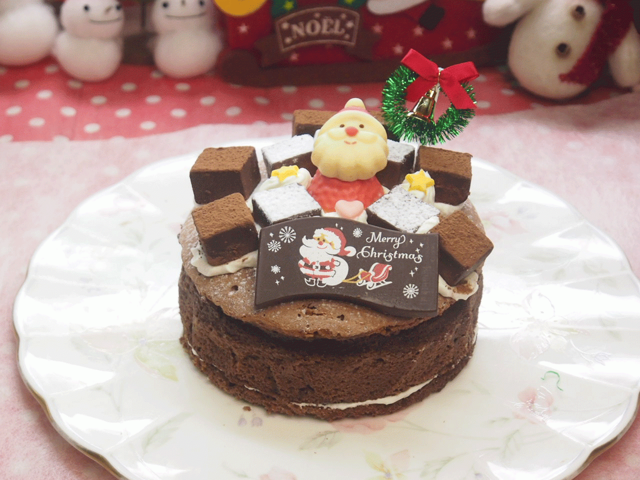 クリスマス 生チョコ飾りガトーショコラ4号 無料メッセージカードを選べます。2025クリスマス