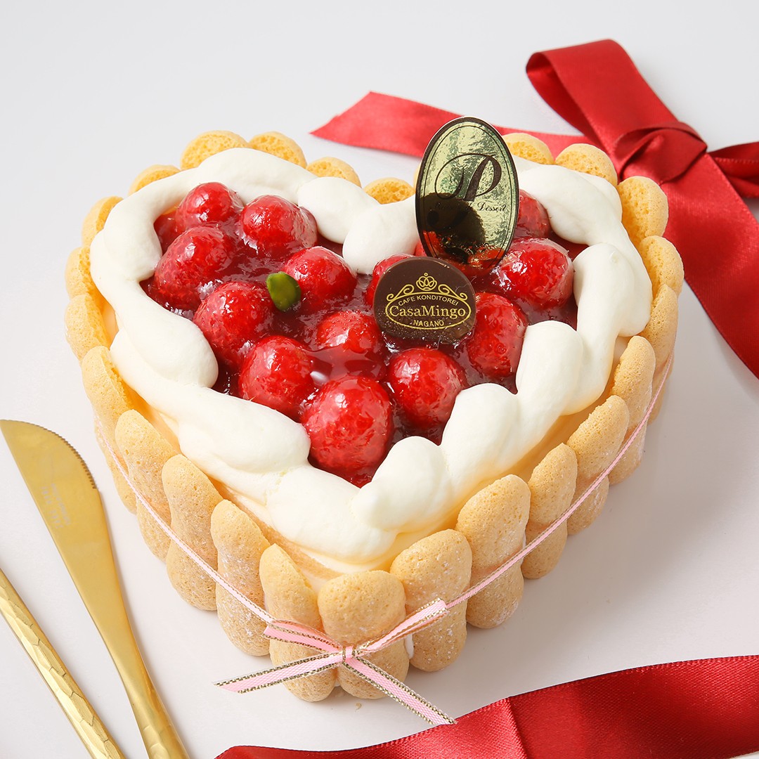 最高級洋菓子 特注ハート型シュス木苺レアチーズケーキ 14cm 洋菓子店 カサミンゴー Cake Jp