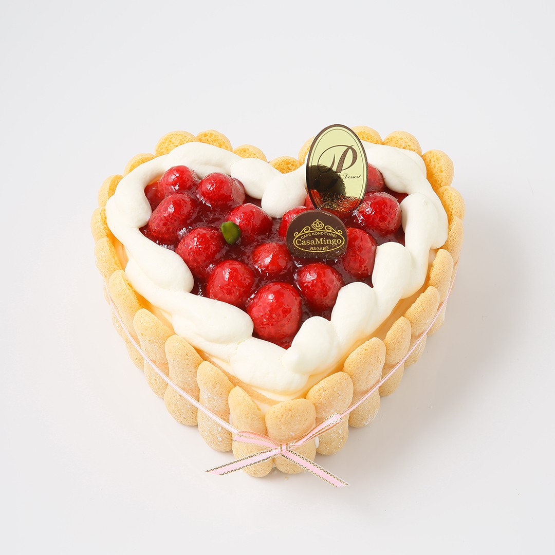 最高級洋菓子 特注ハート型シュス木苺レアチーズケーキ　14cm 4
