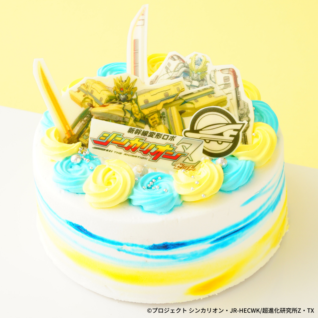 【Ｎ７００Ｓヒダ・ドクターイエロー Ｚホセンモード】TVアニメ『新幹線変形ロボ シンカリオンＺ』オリジナルケーキ【限定ホログラム缶バッジ付】 3