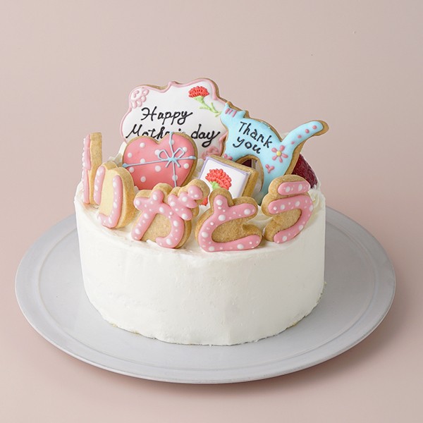 mother's thanks カーネーションアイシングクッキー 苺ショート 4号 12cm