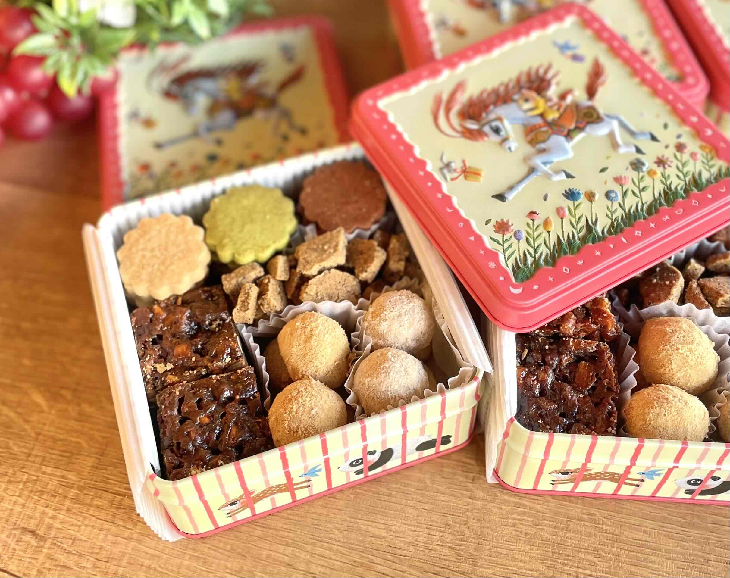 【卵、乳、小麦、白砂糖不使用、グルテンフリースイーツ】【ヴィーガン対応】白馬にのって駆け巡ろう ボタニカルサブレ缶