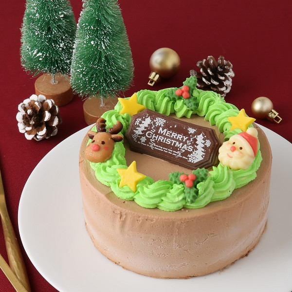 【美味宣言】生チョコ クリスマスリースセンイルケーキ 6号 18cm クリスマス2025