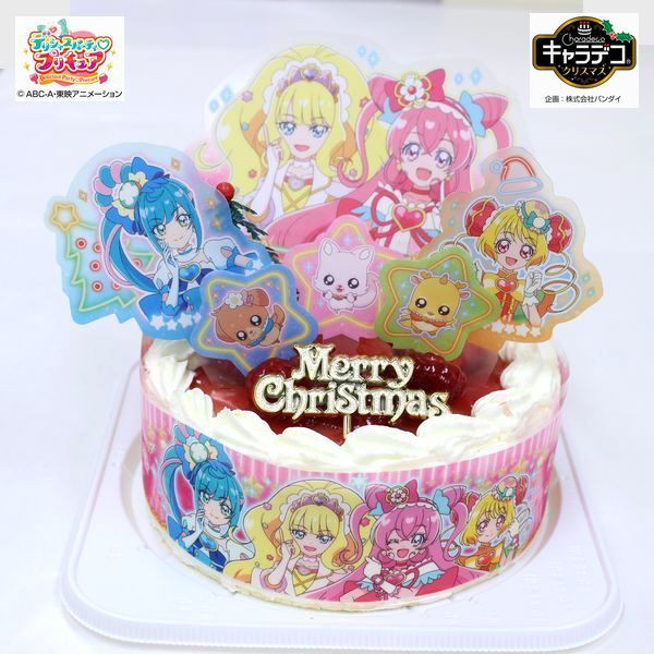 キャラデコクリスマス デリシャスパーティ プリキュア 生クリーム苺サンド 5号サイズ ほんとに飲めちゃう パーティグラス が付属 12月4日以降のお届け クリスマス22 バースデーケーキ洋菓子店 Cake Jp