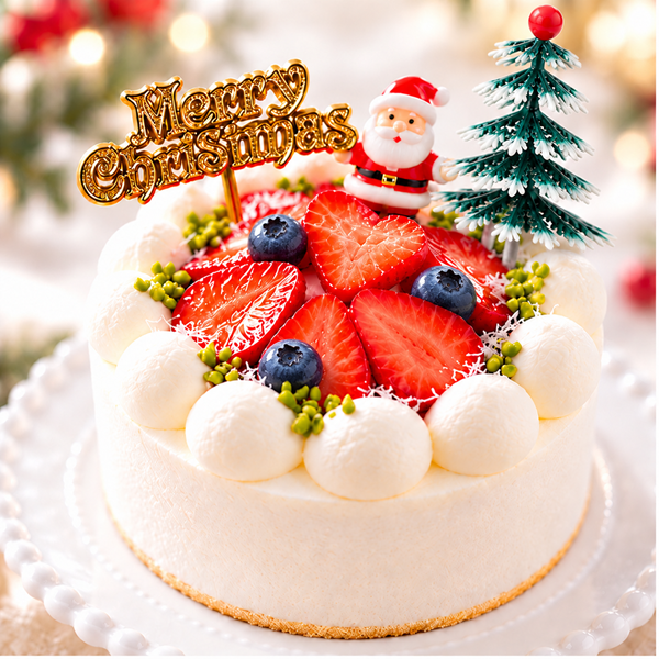 Xmas純生クリーム苺ケーキ4号 半解凍でとろける（室温で半解凍していただくと、外はふんわり、中はひんやりとした食感をお楽しみいただけます）北海道純生クリーム・小麦粉・バター100%使用  #ふわひん純生いちご クリスマス2026